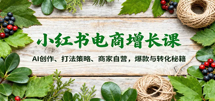 小红书电商增长课：AI创作、打法策略、商家自营，爆款与转化秘籍-来缘阁