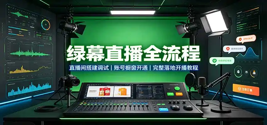 绿幕直播全流程：直播间搭建调试，账号橱窗开通，完整落地开播教程-来缘阁