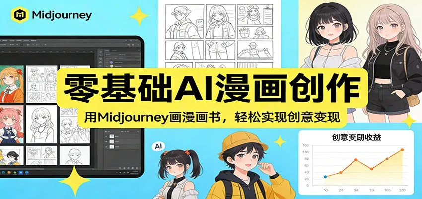 零基础AI漫画创作：用Midjourney画漫画书，轻松实现创意变现-来缘阁