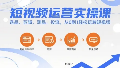 短视频运营实操课，选品、剪辑、测品、投流，从0到1轻松玩转短视频-来缘阁