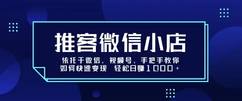 推客微信小店依托于微信、视频号，手把手教你如何快速变现 轻松日入1k+【揭秘】-来缘阁