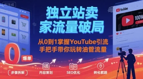 独立站卖家流量破局：从0到1掌握YouTube引流，手把手带你玩转油管流量-来缘阁