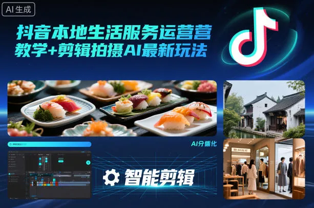 抖音本地生活服务运营教学+剪辑拍摄AI最新玩法-来缘阁