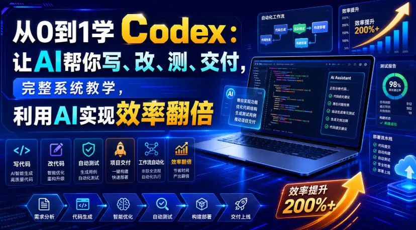从0到1学Codex:让AI帮你写、改、测、交付,完整系统教学,利用AI实现效率翻倍-来缘阁