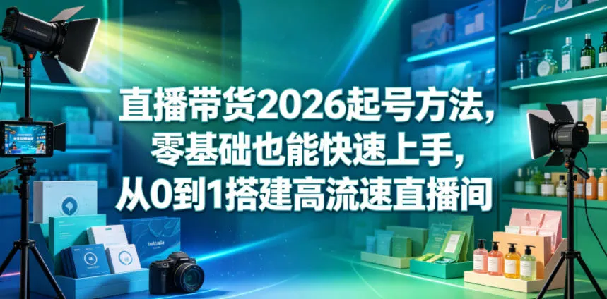 直播带货2026起号方法,零基础也能快速上手,从0到1搭建高流速直播间-来缘阁