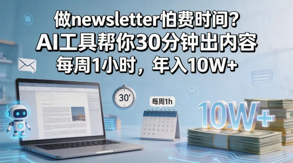 做newsletter怕费时间？AI工具帮你30分钟出内容，每周1小时，年入10W+！【原创双语字幕】-来缘阁