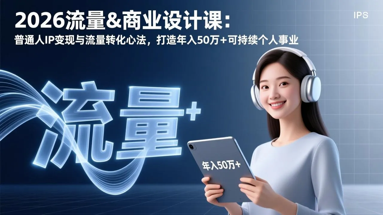 2026流量&商业设计课：普通人IP变现与流量转化心法，打造年入50万+可持续个人事业-来缘阁