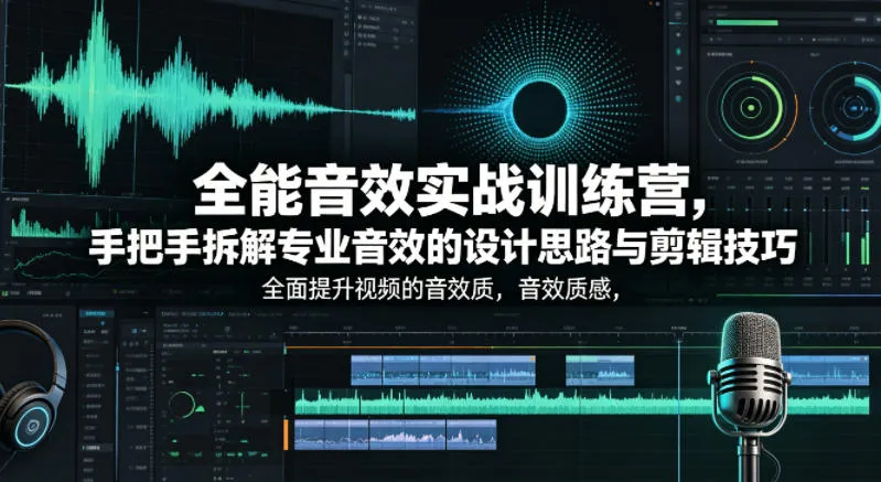 全能音效实战训练营，手把手拆解专业音效的设计思路与剪辑技巧，全面提升视频的音效质感-来缘阁
