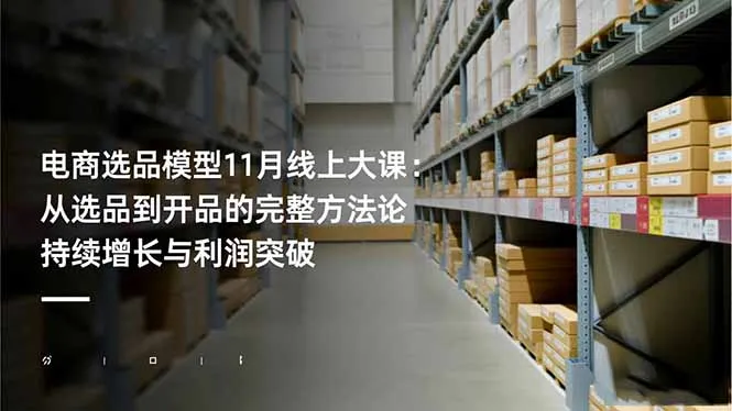 电商选品模型11月线上大课：从选品到开品的完整方法论 持续增长与利润突破-来缘阁