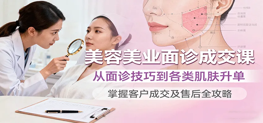 美容美业面诊成交课，从面诊技巧到各类肌肤升单，掌握客户成交及售后全攻略-来缘阁