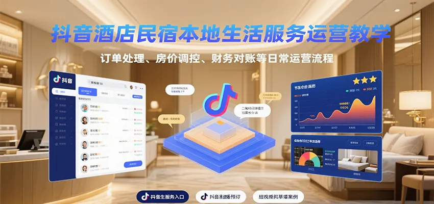 抖音酒店民宿本地生活服务运营教学，订单处理、房价调控、财务对账等日常运营流程-来缘阁
