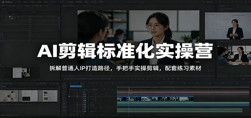 AI剪辑标准化实操营：拆解普通人IP打造路径，手把手实操剪辑，配套练习素材-来缘阁