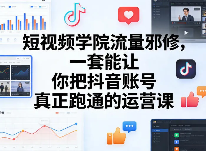 短视频学院流量邪修，一套能让你把抖音账号真正跑通的运营课-来缘阁