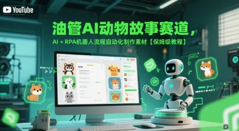 油管AI动物故事赛道，AI+RPA机器人流程自动化制作素材【保姆级教程】-来缘阁
