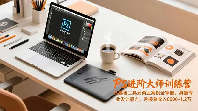 PS进阶大师训练营，从基础工具到商业案例全掌握，具备专业设计能力，月接单收入6000-1.2万-来缘阁