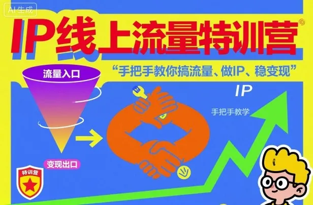 IP线上流量特训营，手把手教你搞流量、做IP、稳变现-来缘阁