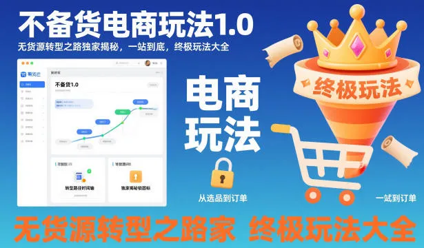 不备货电商玩法1.0，无货源转型之路独家揭秘，一站到底，终极玩法大全-来缘阁