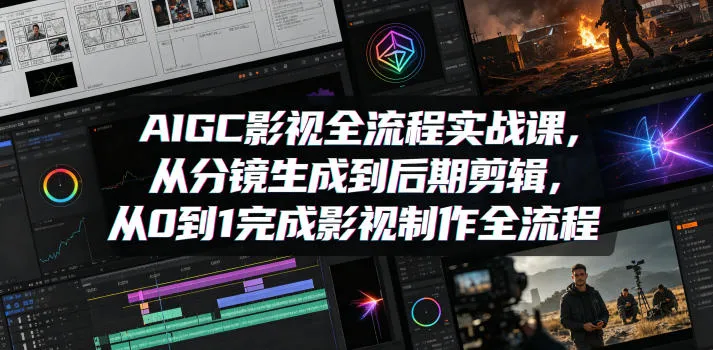 AIGC影视全流程实战课，从分镜生成到后期剪辑，从0到1完成影视制作全流程-来缘阁