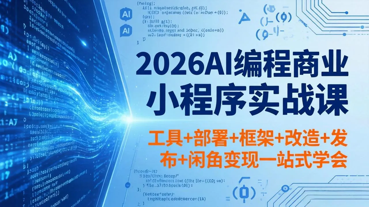 2026AI编程商业小程序实战课，工具+部署+框架+改造+发布+闲鱼变现一站式学会-来缘阁