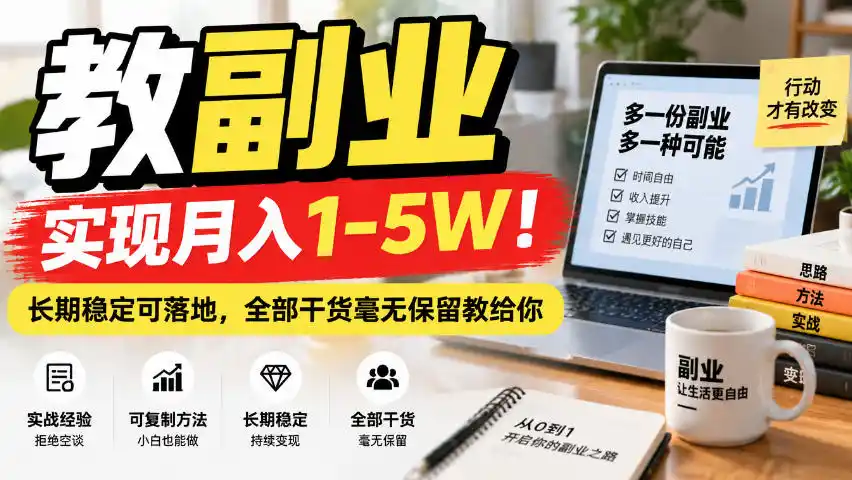 “教副业”实现月入1-5W！长期稳定可落地，全部干货毫无保留教给你【揭秘】-来缘阁