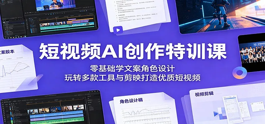 短视频AI创作特训课：零基础学文案角色设计，玩转多款工具与剪映打造优质短视频-来缘阁