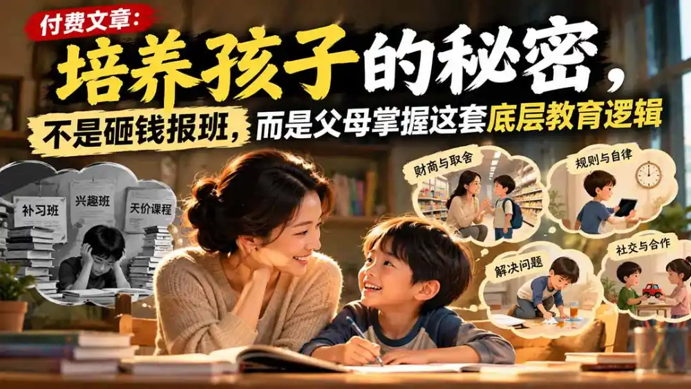 付费文章：培养孩子的秘密，不是砸钱报班，而是父母掌握这套底层教育逻辑-来缘阁
