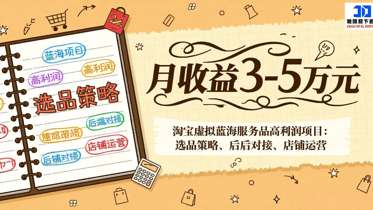 淘宝虚拟蓝海服务品高利润项目：选品策略、后端对接、店铺运营，月收益可达3-5万元-来缘阁