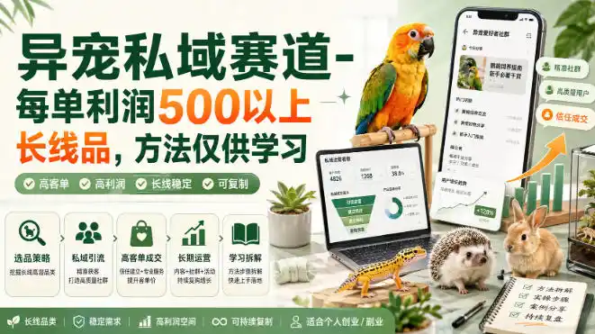 异宠私域赛道-每单利润500以上长线品，方法仅供学习-来缘阁