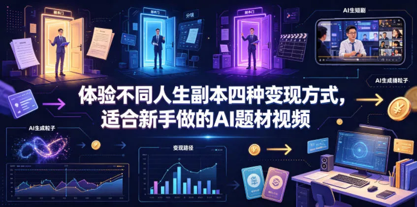 体验不同人生副本四种变现方式,适合新手做的AI题材视频