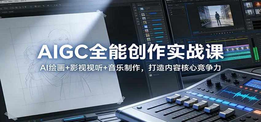 AIGC全能创作实战课：AI绘画+影视视听+音乐制作，打造内容核心竞争力-来缘阁