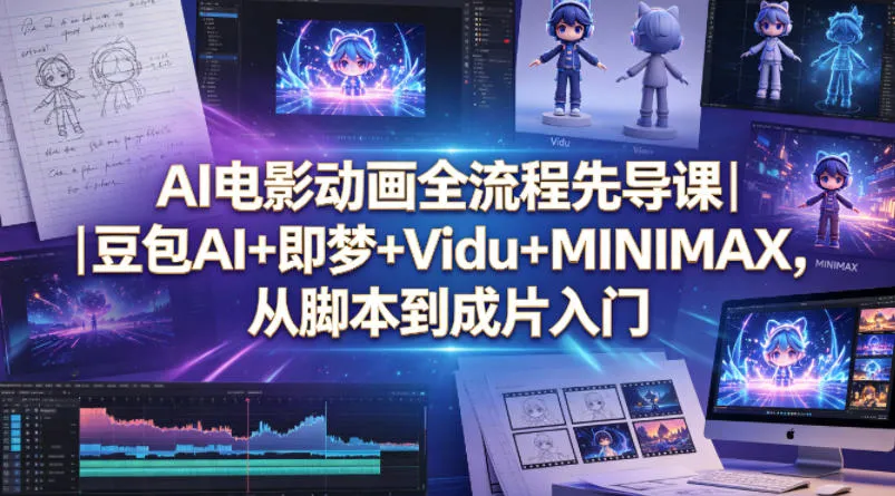 AI电影动画全流程先导课｜豆包AI+即梦+Vidu+MINIMAX，从脚本到成片入门-来缘阁
