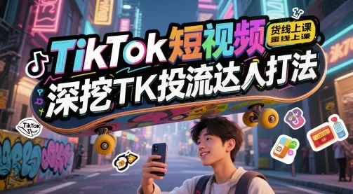 TikTok短视频带货线上课，深挖TK投流达人打法-来缘阁