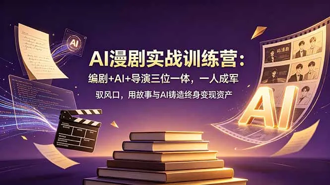 AI漫剧实战训练营：编剧+AI+导演三位一体，一人成军 驭风口，用故事与AI铸造终身变现资产-来缘阁