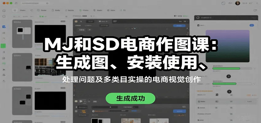 MJ和SD电商作图课:生成图、安装使用、处理问题及多类目实操的电商视觉创作-来缘阁