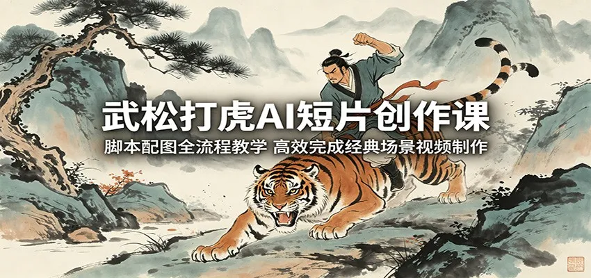 武松打虎AI短片创作课:脚本配图全流程教学,高效完成经典场景视频制作-来缘阁