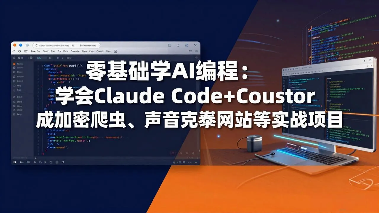 零基础学AI编程：学会Claude Code+Cursor完成加密爬虫、声音克隆网站等实战项目-来缘阁