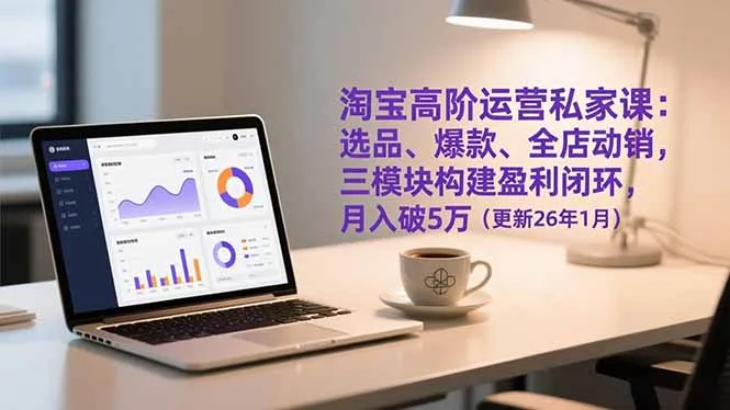 淘宝高阶运营私家课：选品、爆款、全店动销，三模块构建盈利闭环，月入破5万(更新26年1月-来缘阁