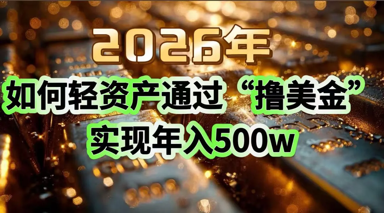 2026年如何轻资产通过“撸美金”实现年入500w-来缘阁