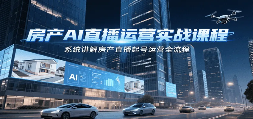 房产AI直播运营实战课程，系统讲解房产直播起号运营全流程-来缘阁