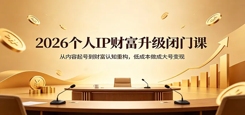 2026个人IP财富升级闭门课：从内容起号到财富认知重构，低成本做成大号变现-来缘阁