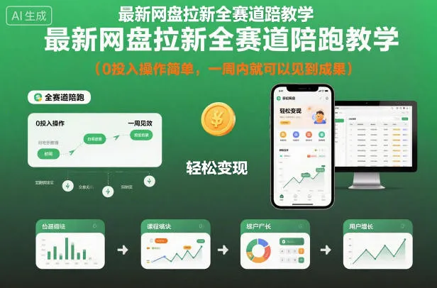 最新网盘拉新全赛道陪跑教学，0投入操作简单，一周内就可以见到成果-来缘阁