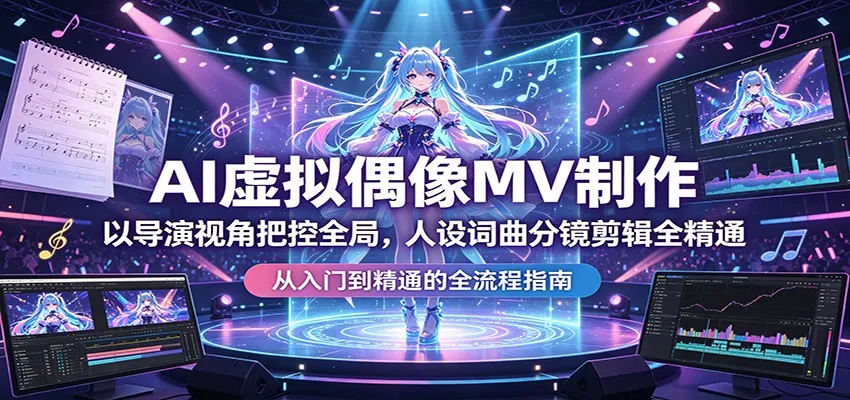 AI虚拟偶像MV制作：以导演视角把控全局，人设词曲分镜剪辑全精通-来缘阁