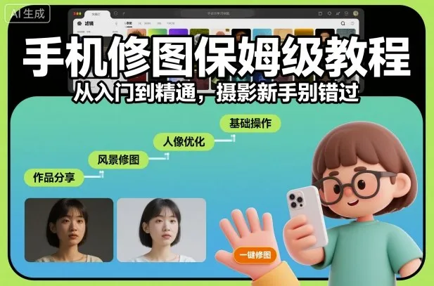 手机修图保姆级教程，从入门到精通，摄影新手别错过-来缘阁