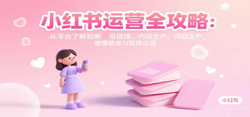 小红书运营全攻略:从平台了解到账号搭建、内容生产,做爆款库与矩阵运营-来缘阁