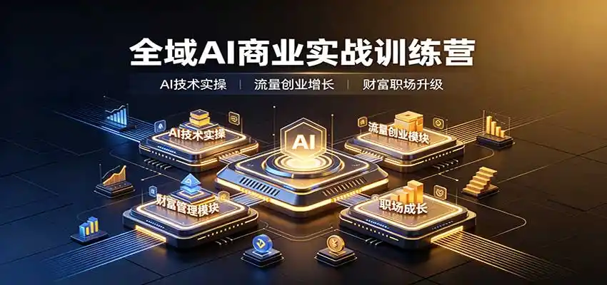 全域AI商业实战训练营:涵盖AI技术实操、流量创业、财富管理与职场成长全体系内容-来缘阁