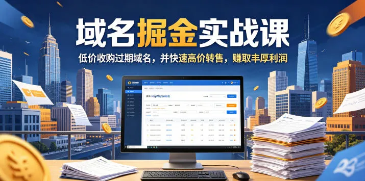 域名交易掘金实战课,低价收购过期域名,并快速高价转售,賺取丰厚利润【原创双语字幕】-来缘阁