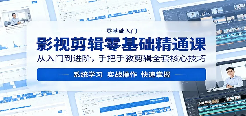 影视剪辑零基础精通课：从入门到进阶，手把手教剪辑全套核心技巧-来缘阁