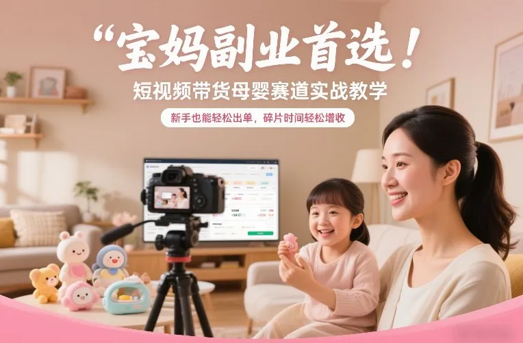 宝妈副业首选!短视频带货母婴赛道实战教学,新手也能轻松出单,碎片时间轻松增收-来缘阁