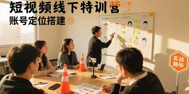 短视频线下特训营：账号定位搭建/口播号拍摄剪辑/直播间流量入口/变现实战-来缘阁