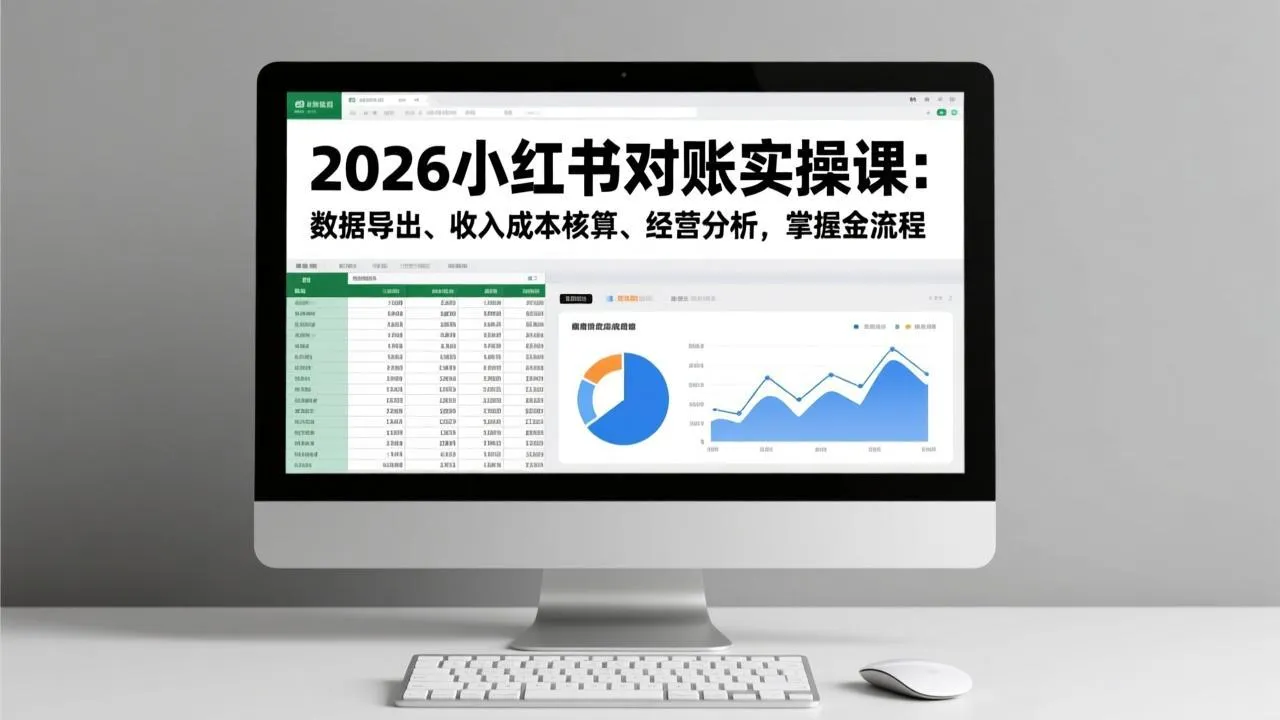 2026小红书对账实操课：数据导出、收入成本核算、经营分析，掌握全流程-来缘阁